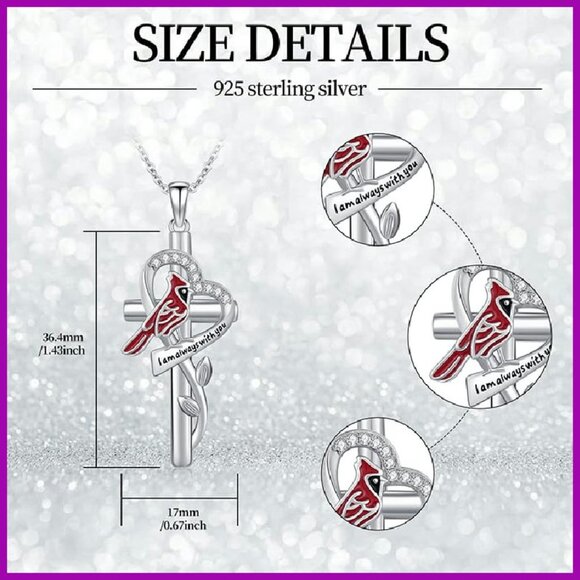 Sterling Silver Cross Pendant Necklace 18 Inch Chain Religious Gift - Picture 3 of 7